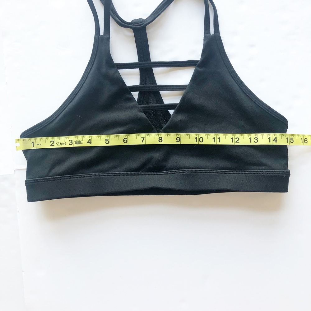 Zyia Active Sports Bra Womens XL Black Strappy Ladder Front Mesh Racerback - Picture 7 of 7